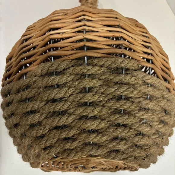 Rattan Rope and Wire Vase with Small Glass Bottle as a Vase in top for Flowers - Picture 10 of 13